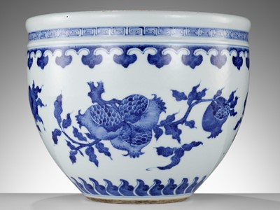 Lot 133 - A BLUE AND WHITE ‘AUSPICIOUS FRUITS’ JARDINIÈRE, CHINA, 18TH – 19TH CENTURY