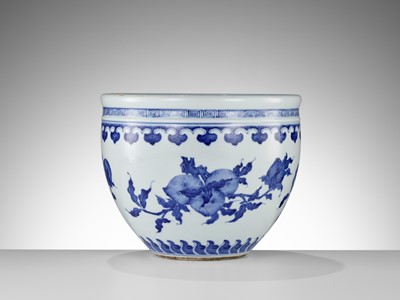 Lot 133 - A BLUE AND WHITE ‘AUSPICIOUS FRUITS’ JARDINIÈRE, CHINA, 18TH – 19TH CENTURY