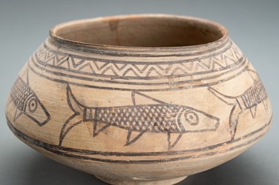 Lot 640 - A NAL WARE CERAMIC JAR WITH FISH MOTIF