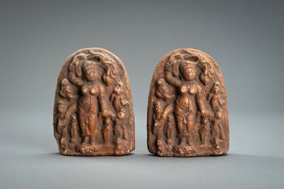 A GROUP OF SIX CLAY VOTIVE PLAQUES, 19th CENTURY