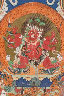 Lot 1109 - A FINE THANGKA DEPICTING HAYAGRIVA, 19TH CENTURY