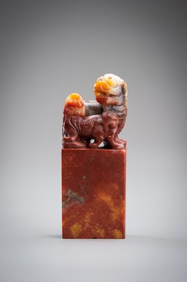 Lot 65 - A ‘BUDDHIST LION’ SOAPSTONE SEAL, QING