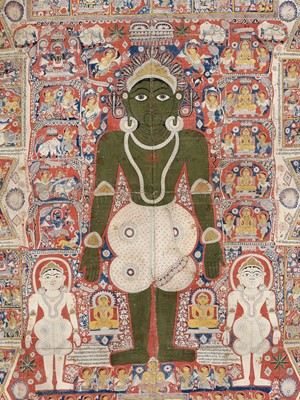 Lot 243 - A LARGE JAIN PATA OF PARSHVANATHA, GUJARAT, WESTERN INDIA, 18TH - 19TH CENTURY OR EARLIER