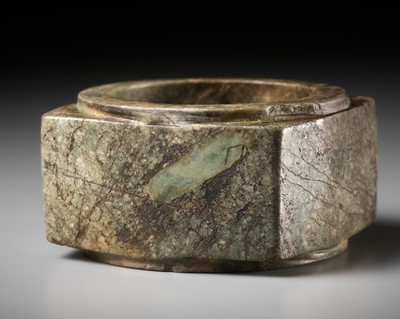 AN ARCHAIC PLAIN JADE CONG, LATE SHANG TO EARLY WESTERN ZHOU DYNASTY