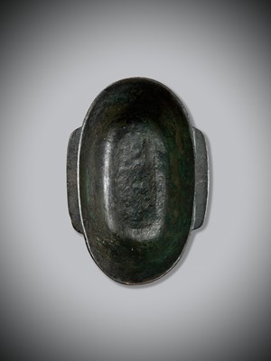 Lot 996 - A BRONZE EAR CUP, HAN DYNASTY