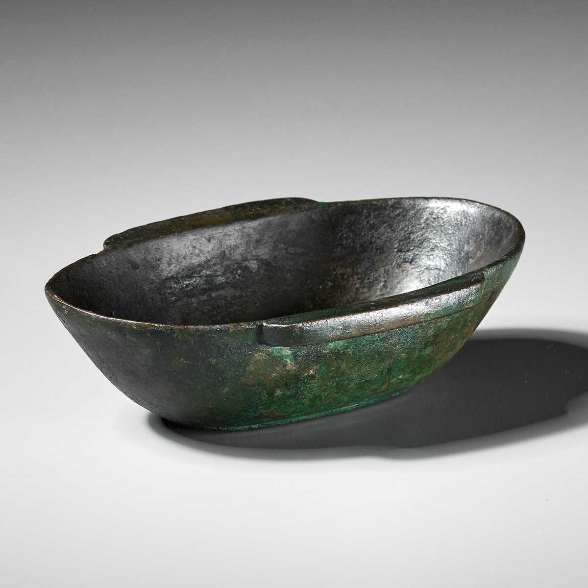 Lot 996 - A BRONZE EAR CUP, HAN DYNASTY