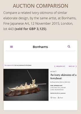 Lot 282 - SEISHU: A RARE IVORY OKIMONO OF A FISHERMAN REELING IN A FISH