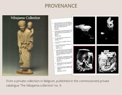 Lot 292 - KATO TOMOTOSHI: A SUPERB IVORY OKIMONO OF AN EAGLE PREYING ON A GROUP OF MONKEYS