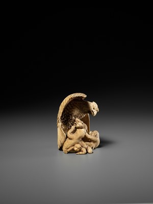 Lot 292 - KATO TOMOTOSHI: A SUPERB IVORY OKIMONO OF AN