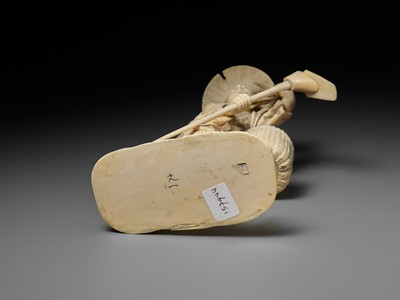Lot 279 - KOICHI: AN IVORY OKIMONO OF A FARMER