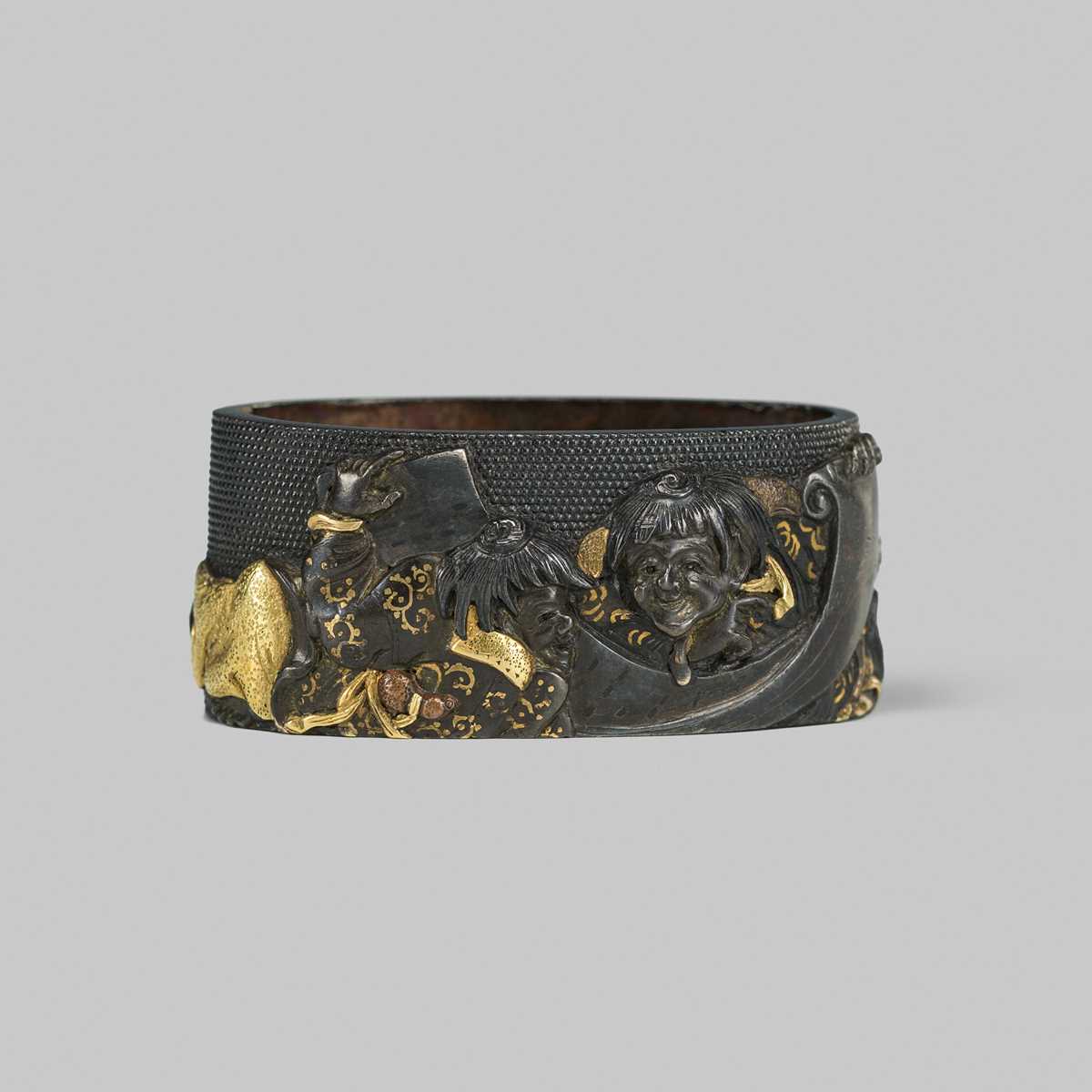 Lot 321 - NARA TOSHINORI: A FINE NARA SCHOOL SHAKUDO FUCHI DEPICTING KANZAN AND JITTOKU
