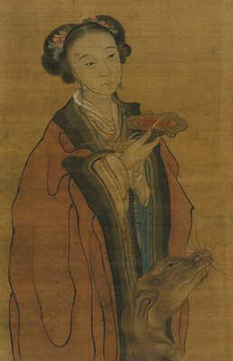 Lot 841 - CHENG ZHANG (1869-1938): ‘FEMALE IMMORTAL AND MYTHICAL CREATURE’