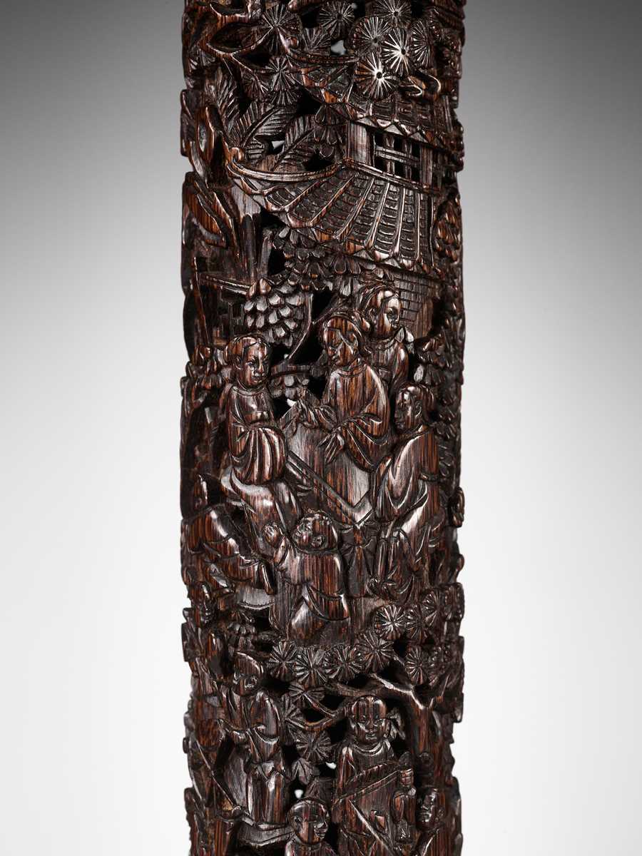 Lot 15 - A CARVED AND RETICULATED BAMBOO PARFUMIER, CHINA, 18TH CENTURY