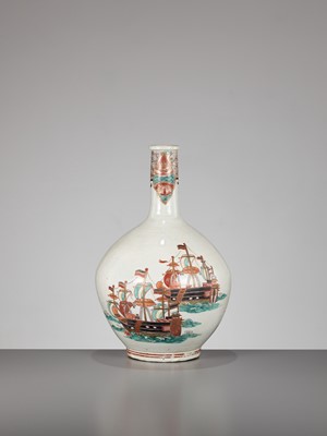 Lot 130 - A RARE IMARI ‘BLACK SHIP’ VASE