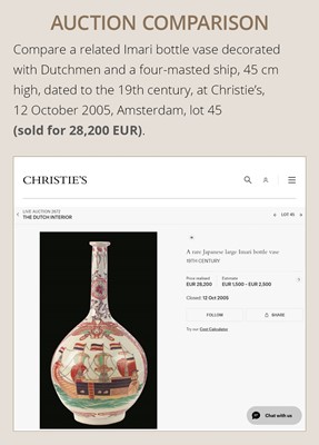 Lot 130 - A RARE IMARI ‘BLACK SHIP’ VASE