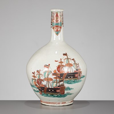 Lot 130 - A RARE IMARI ‘BLACK SHIP’ VASE