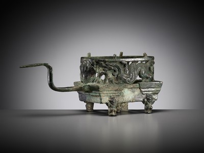 Lot 102 - A ‘FOUR AUSPICIOUS BEASTS’ (SI XIANG) BRONZE BRAZIER, HAN DYNASTY, CHINA, 206 BC-220 AD