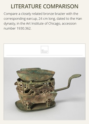 Lot 102 - A ‘FOUR AUSPICIOUS BEASTS’ (SI XIANG) BRONZE BRAZIER, HAN DYNASTY, CHINA, 206 BC-220 AD