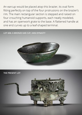 Lot 102 - A ‘FOUR AUSPICIOUS BEASTS’ (SI XIANG) BRONZE BRAZIER, HAN DYNASTY, CHINA, 206 BC-220 AD