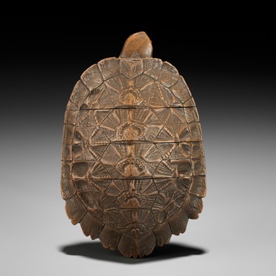 Lot 58 - A FINE THREE-CASE WOOD INRO OF A TORTOISE