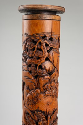 TWO BAMBOO ‘BOYS AT PLAY’ INCENSE HOLDERS, QING DYNASTY