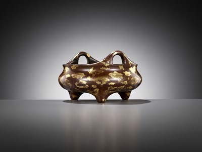 Lot 162 - A GOLD-SPLASHED BRONZE BOMBÉ CENSER, YUTANG QINGWAN MARK, CHINA, 17TH-18TH CENTURY