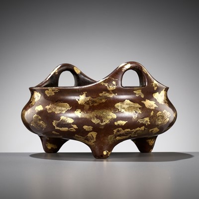 Lot 162 - A GOLD-SPLASHED BRONZE BOMBÉ CENSER, YUTANG QINGWAN MARK, CHINA, 17TH-18TH CENTURY