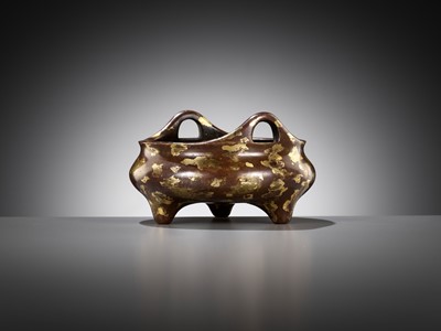 Lot 162 - A GOLD-SPLASHED BRONZE BOMBÉ CENSER, YUTANG QINGWAN MARK, CHINA, 17TH-18TH CENTURY