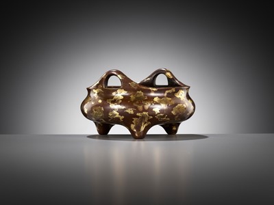 Lot 162 - A GOLD-SPLASHED BRONZE BOMBÉ CENSER, YUTANG QINGWAN MARK, CHINA, 17TH-18TH CENTURY