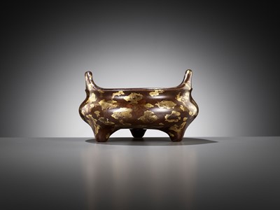 Lot 162 - A GOLD-SPLASHED BRONZE BOMBÉ CENSER, YUTANG QINGWAN MARK, CHINA, 17TH-18TH CENTURY