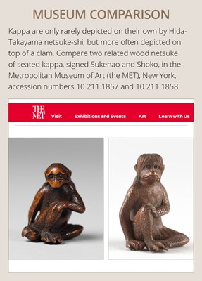 Lot 194 - SUKEYUKI: A SUPERB WOOD NETSUKE OF A LONG-HAIRED KAPPA