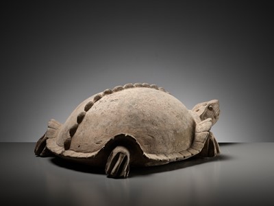 Lot 63 - A LARGE GREY POTTERY FIGURE OF A TORTOISE, HAN DYNASTY