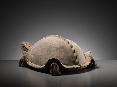 Lot 63 - A LARGE GREY POTTERY FIGURE OF A TORTOISE, HAN DYNASTY