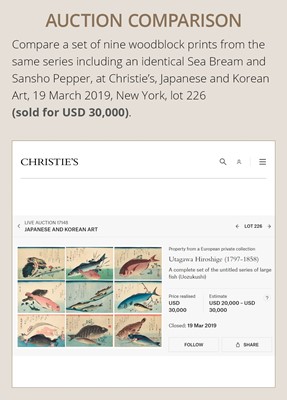 Lot 212 - UTAGAWA HIROSHIGE: SEA BREAM AND SANSHO PEPPER