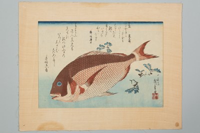 Lot 212 - UTAGAWA HIROSHIGE: SEA BREAM AND SANSHO PEPPER