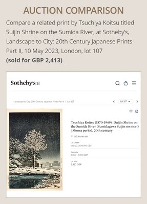 Lot 673 - TSUCHIYA KOITSU: SNOW ON THE UKIMIDO AT KATADA