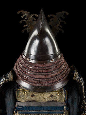 Lot 75 - A SUIT OF ARMOR WITH AN EBOSHI KABUTO WITH PARCEL-GILT RABBIT MAEDATE