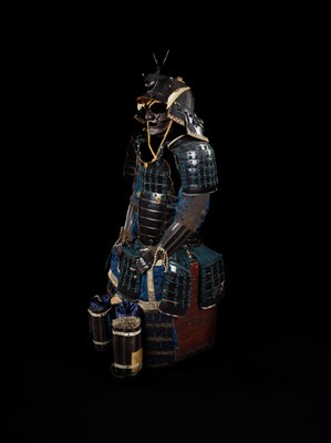 Lot 54 - A SUIT OF ARMOR WITH A SUJIBACHI KABUTO SIGNED YOSHIMICHI AND WITH SWALLOW MAEDATE