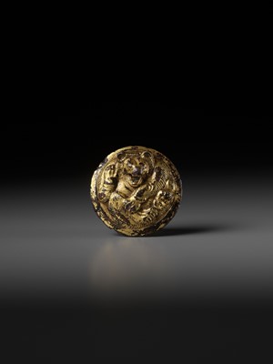 Lot 103 - A GILT BRONZE ‘BEAR’ WEIGHT, HAN DYNASTY, EX ADOLPHE STOCLET COLLECTION