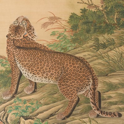 Lot 369 - ‘LEOPARD AND MAGPIES’, EX ADOLPHE STOCLET COLLECTION