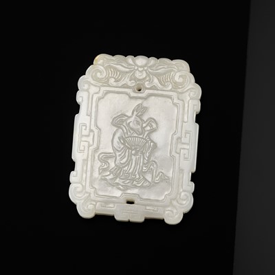 Lot 105 - A WHITE JADE ‘RABBIT’ ZODIAC PENDANT, CHINA, 18TH CENTURY