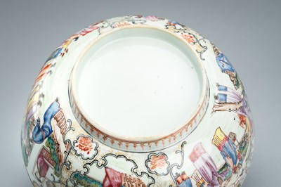 A CHINESE EXPORT FAMILLE ROSE ‘FIGURAL’ PORCELAIN PUNCH BOWL, QIANLONG