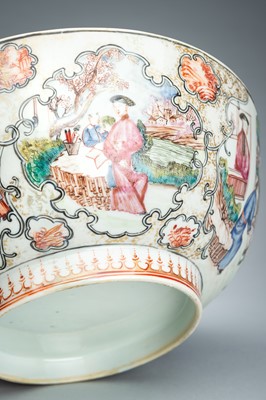 A CHINESE EXPORT FAMILLE ROSE ‘FIGURAL’ PORCELAIN PUNCH BOWL, QIANLONG