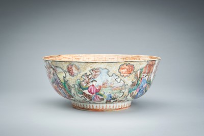 A CHINESE EXPORT FAMILLE ROSE ‘FIGURAL’ PORCELAIN PUNCH BOWL, QIANLONG