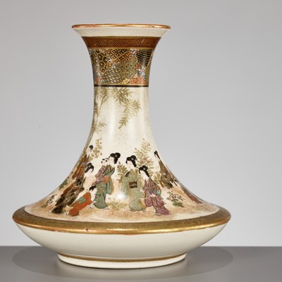 Lot 134 - KINKOZAN: A FINE SATSUMA BOTTLE VASE DEPICTING BIJIN AND CHILDREN
