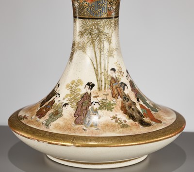 Lot 134 - KINKOZAN: A FINE SATSUMA BOTTLE VASE DEPICTING BIJIN AND CHILDREN