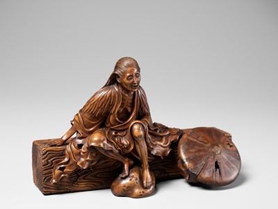 Lot 264 - A FINE AND LARGE WOOD OKIMONO OF ONO NO KOMACHI