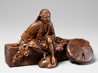 Lot 264 - A FINE AND LARGE WOOD OKIMONO OF ONO NO KOMACHI