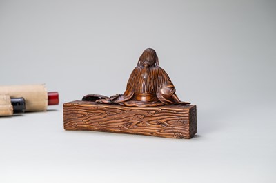 Lot 264 - A FINE AND LARGE WOOD OKIMONO OF ONO NO KOMACHI