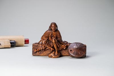 Lot 264 - A FINE AND LARGE WOOD OKIMONO OF ONO NO KOMACHI